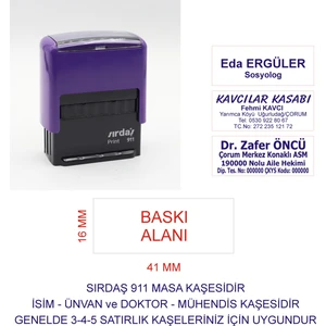 910 Isim Ünvan Kaşesi - Mor Makina - Siyah Mürekkep