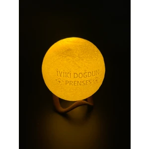 12cm İyiki Doğdun Prenses Standlı Ay Küresi neon led lamba hediyelik eşya avize masa lambası gece lambası moon yılbaşı hediye
