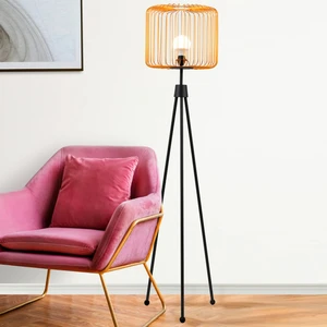 Bahar Aydınlatma Tripod Ayaklı Gold Kafes Lambader