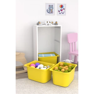 3 Sarı Derin Sepetli Oyuncak Dolabı