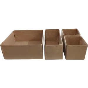 Balkan Room 4'lü Bej Çekmece Içi Düzenleyici Organizer Set - Çok Amaçlı Dolap Içi Kutu Seti