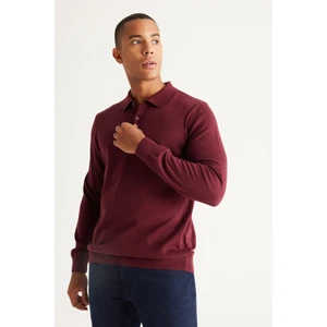 ALTINYILDIZ CLASSICS Erkek Bordo Standart Fit Normal Kesim Polo Yaka Pamuklu Triko Kazak