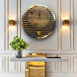 Hayalevim Ahşap Dekoratif Modern Sarkaçlı Duvar Saati, Ahşap Duvar Saati,duvar Saati,wall Clock,