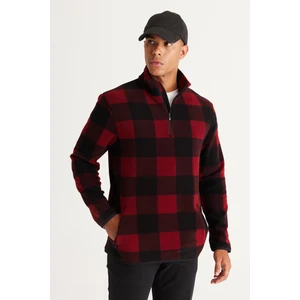 Altınyıldız Classics Erkek Bordo-siyah Standart Fit Normal Kesim Dik Bato Yaka Polar Sweatshirt