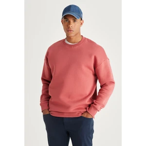 Altınyıldız Classics Erkek Mercan Oversize Bol Kesim Içi Polarlı 3 Iplik Bisiklet Yaka Pamuklu Sweatshirt