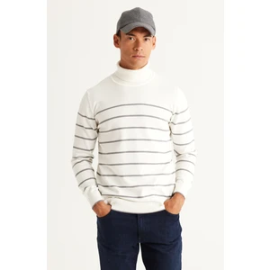 ALTINYILDIZ CLASSICS Erkek Ekru-Yaka Çizgi Detaylı Triko