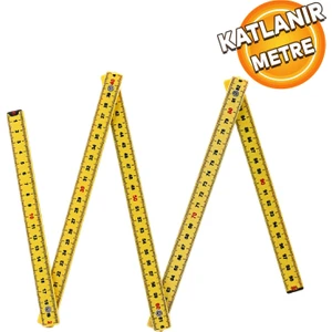 Kırma Plastik Katlanır Okul Ofis Pratik Basit Metre Sarı 1 mt