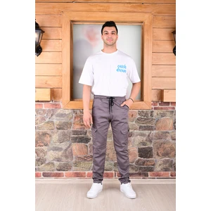 Black Steel Bel ve Paça Lastikli Yanları Kargo Cep Fermuarlı  Erkek PANTOLON-4444