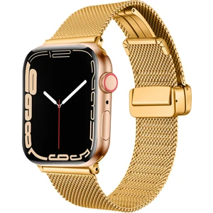 Case 4U Apple Watch Ayarlanabilir Tel Örgü Dizayn Milano Loop Metal Kordon 40MM Krd-85 Altın
