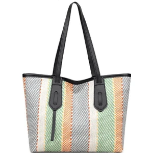 Linpu-Hb Bayan Modası Günlük Çizgili Tote Çanta (Yurt Dışından)