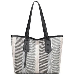 Linpu-Hb Bayan Modası Günlük Çizgili Tote Çanta (Yurt Dışından)