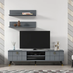 Newline Mobilya Love Gold Tv Ünitesi Antrasit 180 cm