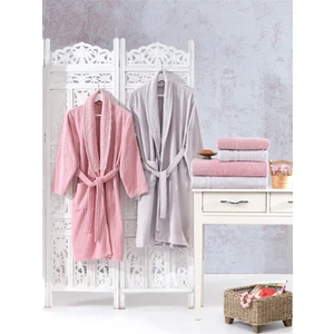 Elvira Home  Pamuk Dantelli Güpürlü 6 Parça Aile Bornoz Seti,bornoz Takımı,çeyiz Seti