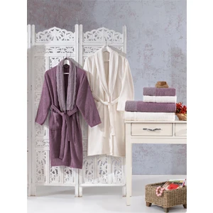 Elvira Home  Pamuk Dantelli Güpürlü 6 Parça Aile Bornoz Seti,bornoz Takımı,çeyiz Seti