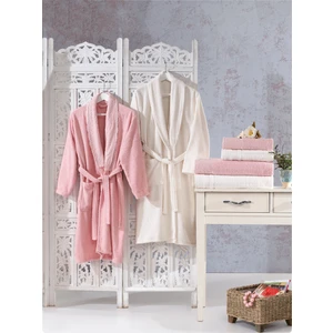 Elvira Home  Pamuk Dantelli Güpürlü 6 Parça Aile Bornoz Seti,bornoz Takımı,çeyiz Seti