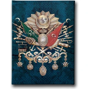 Mavi Osmanlı Devlet Arması Kanvas Tablo