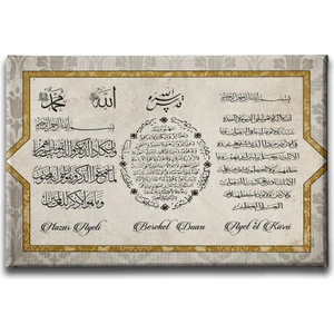 Nazar-Bereket-Ayet-El Kürsi ( 3 Ayet ) Ayetli Kanvas Tablo