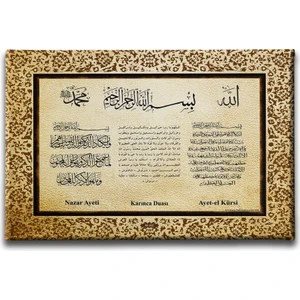 Nazar-Bereket-Ayet-El Kürsi ( 3 Ayet ) Ayetli Kanvas Tablo