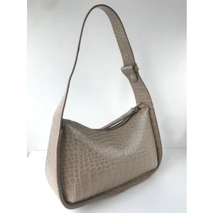 Çakıl Collection Kadın Kroko Desenli Vizon Baget Omuz Çanta