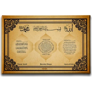 Nazar-Bereket-Ayet-El Kürsi Ayetli Kanvas Tablo