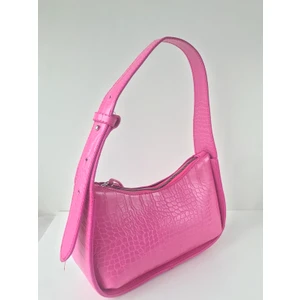 Çakıl Collection Kadın Kroko Desenli Pembe Baget Omuz Çanta