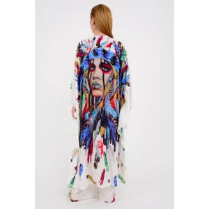 ÖZEL TASARIM ASTEK BASKILI BOHO KİMONO - KAFTAN