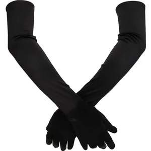 Saten Likrali Uzun Parmaklı Eldiven(58 CM-Dans & Opera Eldiveni)