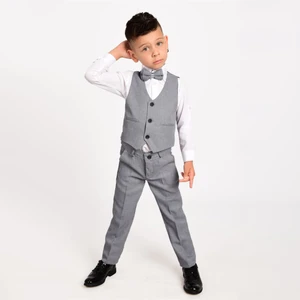 Merdia Kids Erkek Çocuk Takım Elbise 3 Düğmeli Yelekli Papyonlu Smokin