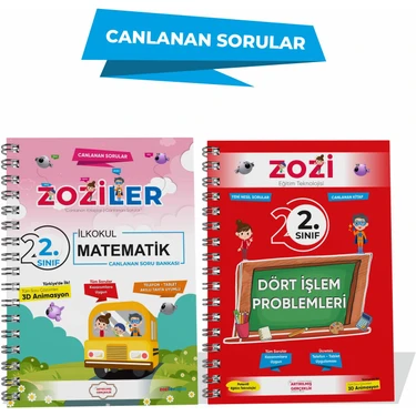 Zoziler 2.Sınıf Matematik Soru Bankası ve Dört Işlem Problemleri - Canlanan