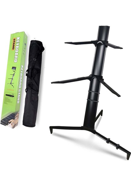 KS-20BK Black Profesyonel Ultimate Org Standı Sehpası Çift Katlı Çantalı