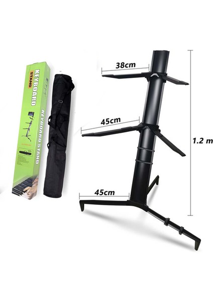 KS-20BK Black Profesyonel Ultimate Org Standı Sehpası Çift Katlı Çantalı