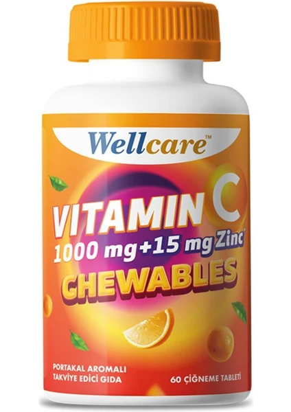 Vitamin C 1000 mg - 15 mg Çinko 60 Çiğneme Tableti