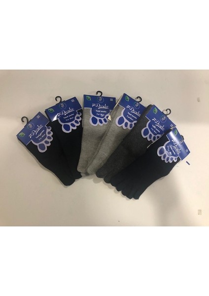 Erkek Parmaklı Çorap Bambu Iplik %90 Karma Renk 6 Adet Unisex Model