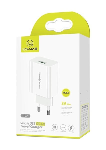 US-CC083 T22 18W USB Qc3.0 Samsung Huawei Xiaomi Için Hızlı Şarj Başlık Adaptör