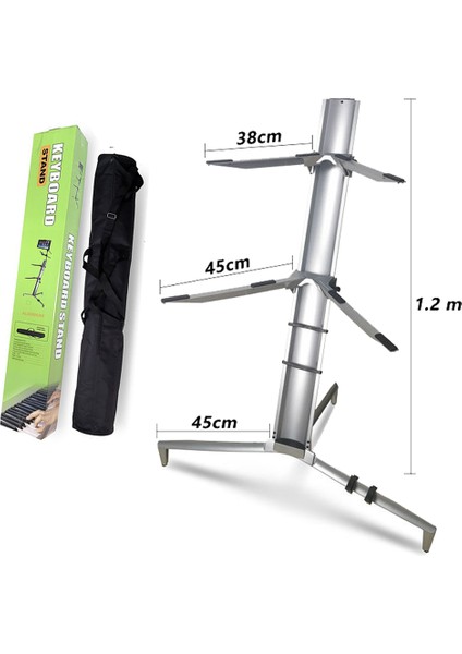KS-20GR Black Profesyonel Ultimate Org Standı Sehpası Çift Katlı Çantalı