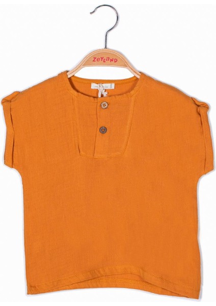 Unisex Bebek Düğmeli Müslin Bluz