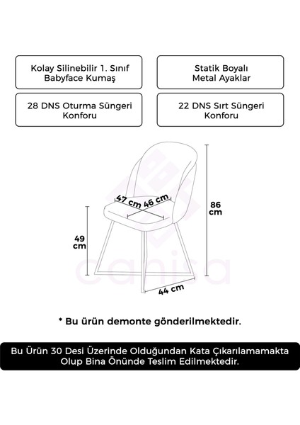 Concept Pape Serisi 1 Adet Babyface Kumaş Çift Papel Metal Beyaz Ayaklı Mutfak Sandalyesi fiyatları