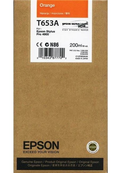 HPZR Epson T653A-C13T653A00 Orjinal Turuncu Kartuş