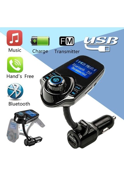 Yeni Nesil T10 WiFi Bluetooth Araç Kiti | USB Şarj, FM Transmitter ve Eller Serbest Konuşma