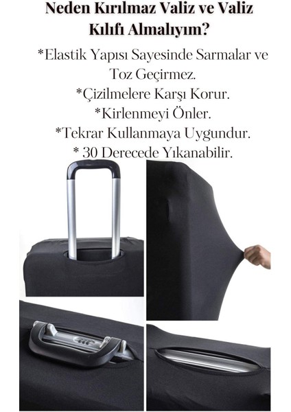 Kırılmaz Valiz & Valiz Kılıfı Büyük Boy Siyah Polipropilen Gövdeli 8683255012398 modelleri