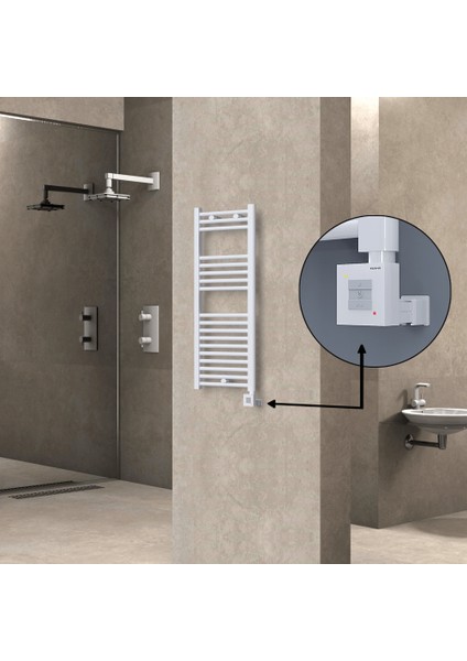 Haiti Elektrikli Havlupan Düz Beyaz Parlak (Ktx1 Termostat)