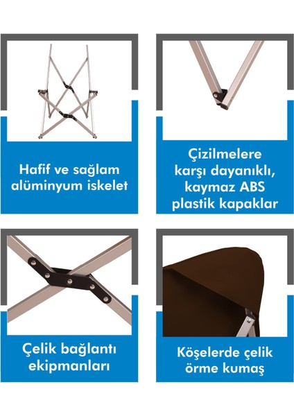Alüminyum Katlanabilir Kamp Sandalyesi, Piknik Sandalyesi, Taşıma Çantalı, Kumaş, Kahverengi