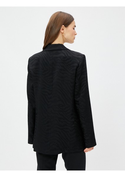 Zebra Desenli Oversize Blazer Ceket Tek Düğmeli
