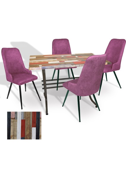 Japon Werzalit - Çırağan Mutfak Masa Takımı (80X140) - (Redwood - Mor)