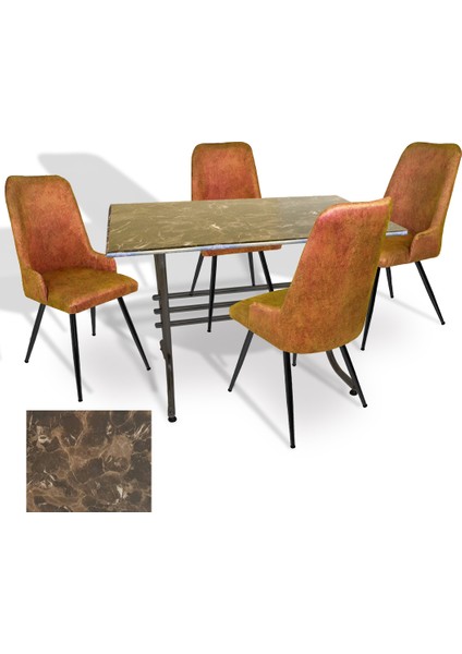 Japon Werzalit - Çırağan Mutfak Masa Takımı (70X120) - (Karacabey Mermer - Kiremit)