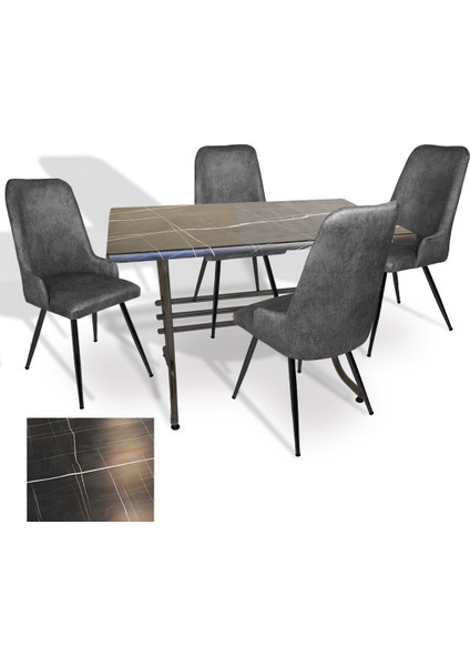 Japon Werzalit - Çırağan Mutfak Masa Takımı (80X140) - (Palazzo- Füme)