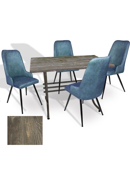 Japon Werzalit - Çırağan Mutfak Masa Takımı (80X120) - (Old Pine - Mavi)