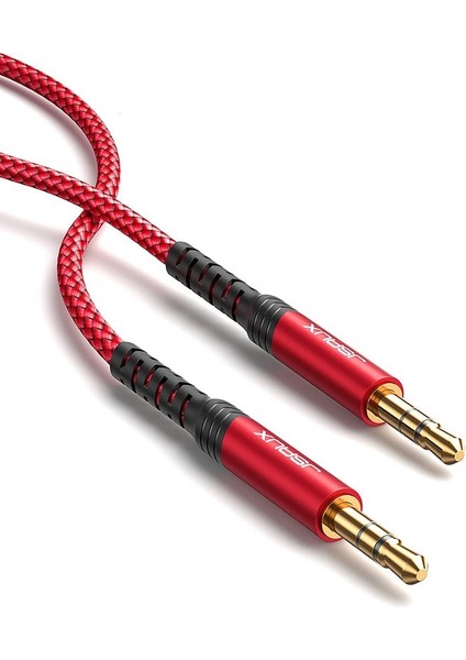 Profesyonel Hifi Stereo Ses Kablo 3,5 mm To 3.5mm Trs Uzatma Aux Kablosu 1 ADET 1,8metre CM0004 Kırmızı-Siyah