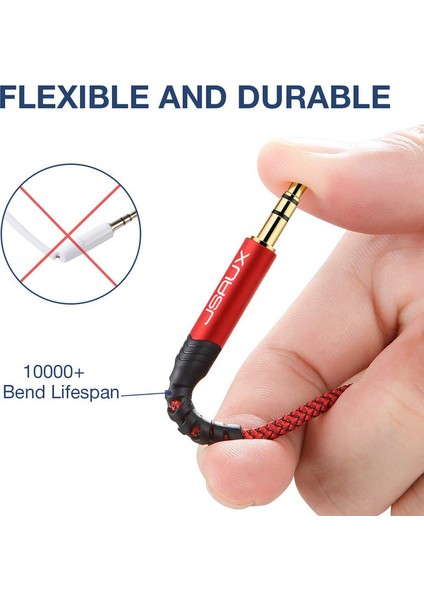 Profesyonel Hifi Stereo Ses Kablo 3,5 mm To 3.5mm Trs Uzatma Aux Kablosu 1 ADET 1,8metre CM0004 Kırmızı-Siyah indirimleri