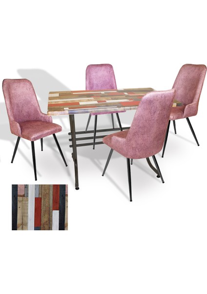 Japon Werzalit - Çırağan Mutfak Masa Takımı (80X140) - (Redwood - Pembe)